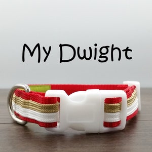 SF 49ers Dog Collar, Quick Release Niners Dog Collar, Red White and Gold New Puppy Collar, 5/8&quot; Wide Dwight Clark Fan Dog Collar, My Dwight