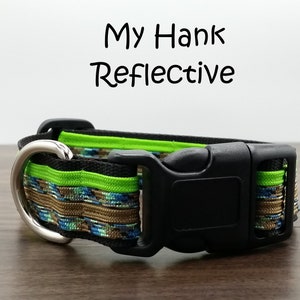 Reflective Dog Collar: Black, Brown & Neon Green, 1-Inch Wide