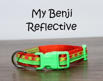 Reflective Little Dog Collar: Neon Green & Orange, Quick Release