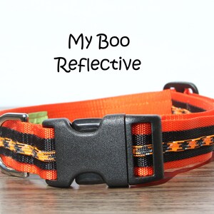 Quick Release Reflective Dog Collar, Orange & Black New Puppy Collar, Halloween Dog Collar, OSU Fan Dog Collar, Holiday Dog Collar, My Boo-R