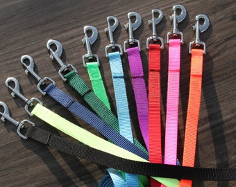 3/4” Wide 2 Foot to 6 Foot Leashes - 14 Colors - Red - Blue - Brown - Yellow - Pink - Purple - Black - Orange - Green - Neons