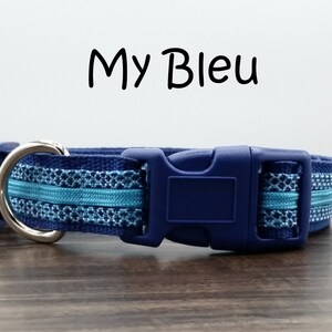 Quick Release Blue Dog Collar, Navy Blue and Light Blue New Puppy Collar, Adjustable Paracord Dog Collar, Goat Collar, Dog Present, My Bleu