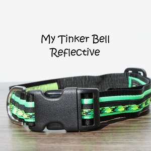 Reflective Dog Collar: Black & Neon Green, Adjustable, 1-Inch Wide