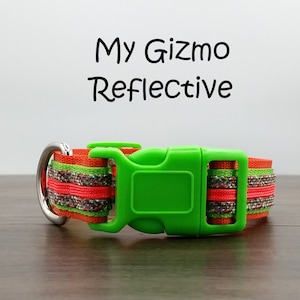 Reflective Dog Collar: Neon Orange & Green, 1-Inch Wide, Adjustable