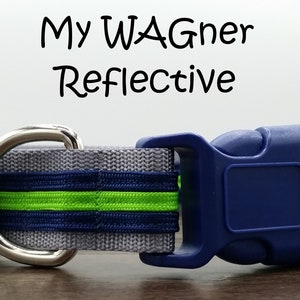 Reflective Seahawks Dog Collar, Quick Release NFL Dog Collar, Navy Gray & Green New Puppy Collar, Paracord Sports Dog Collar, My WAGner-R