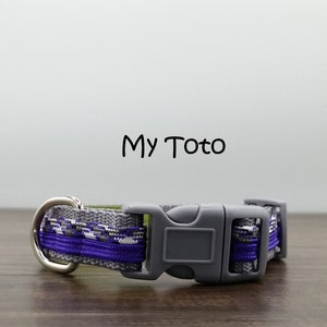 Quick Release Small Dog Collar, Purple and Gray New Puppy Collar, Pretty Dog Collar, Adjustable Paracord Dog Collar, Goat Collar, My Toto