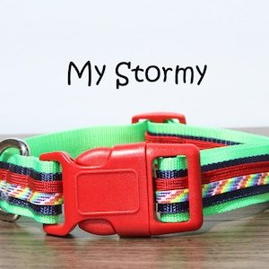 Quick Release Dog Collar, Neon Green Dog Collar, 1 Inch Wide New Puppy Collar, Adjustable Paracord Dog Collar, Lab Dog Collar, My Stormy