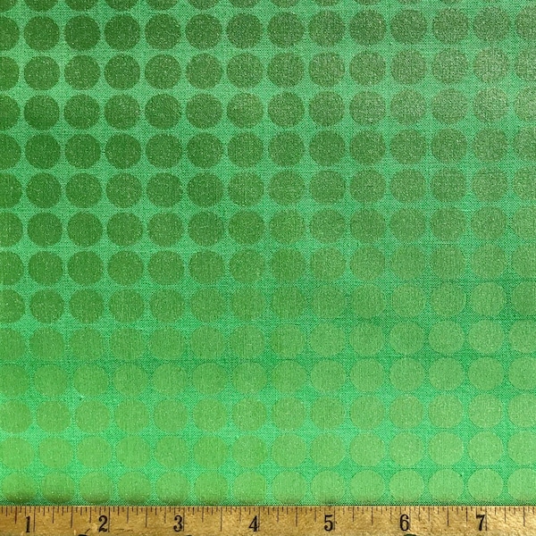 Michael Miller Fabric, Mirror Ball Dot, DM2999-ALOE-D, Iridescent dots on a lively green background