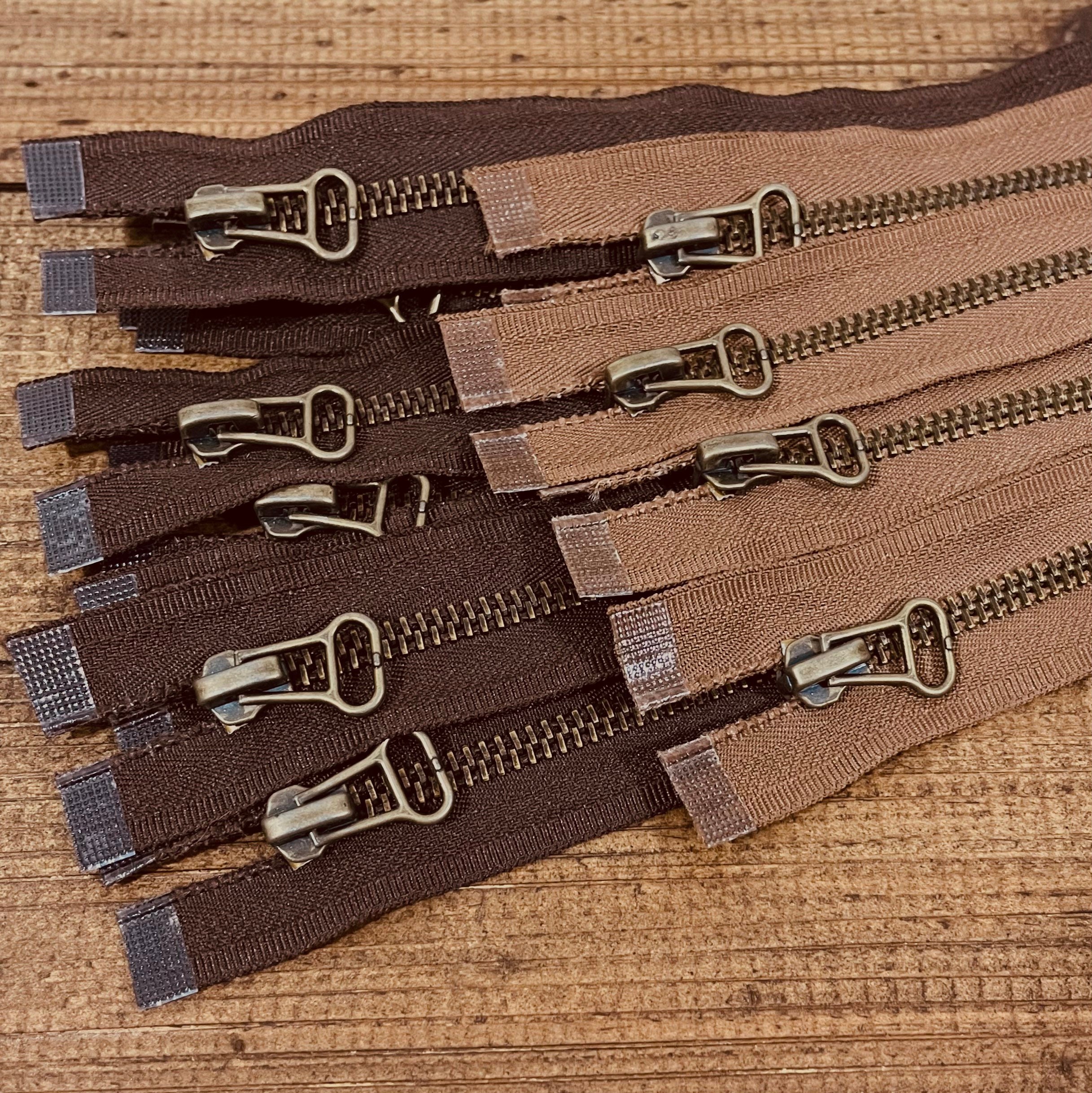 YKK Open-ended One-way Separating Zipper, 5mm Brass Teeth
