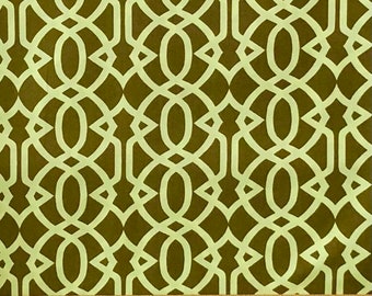 Flights of Fancy by Paula Prass for Michael Miller Fabric, Pattern Garden Trellis 3893, Colour 16, Lime Green Trellis on a Moss background