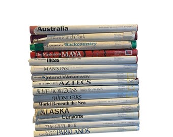 Vintage hardcoverboeken van National Geographic Society, lot van 15 thuisschoolboeken