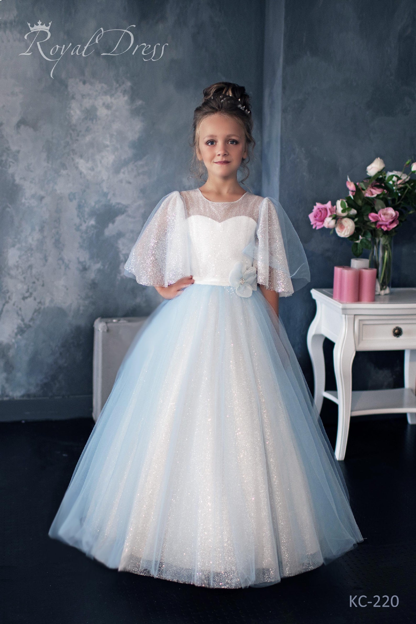 Ivory Glitter Flower Girl Dress Soft Blue Tulle Tutu Dress Etsy
