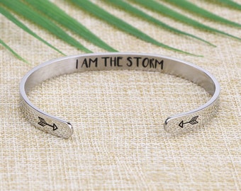 Sunflower Jewellery Cuff Bangle Bracelet Stainless Steel Inspirational Jewelry Gift I AM The Storm