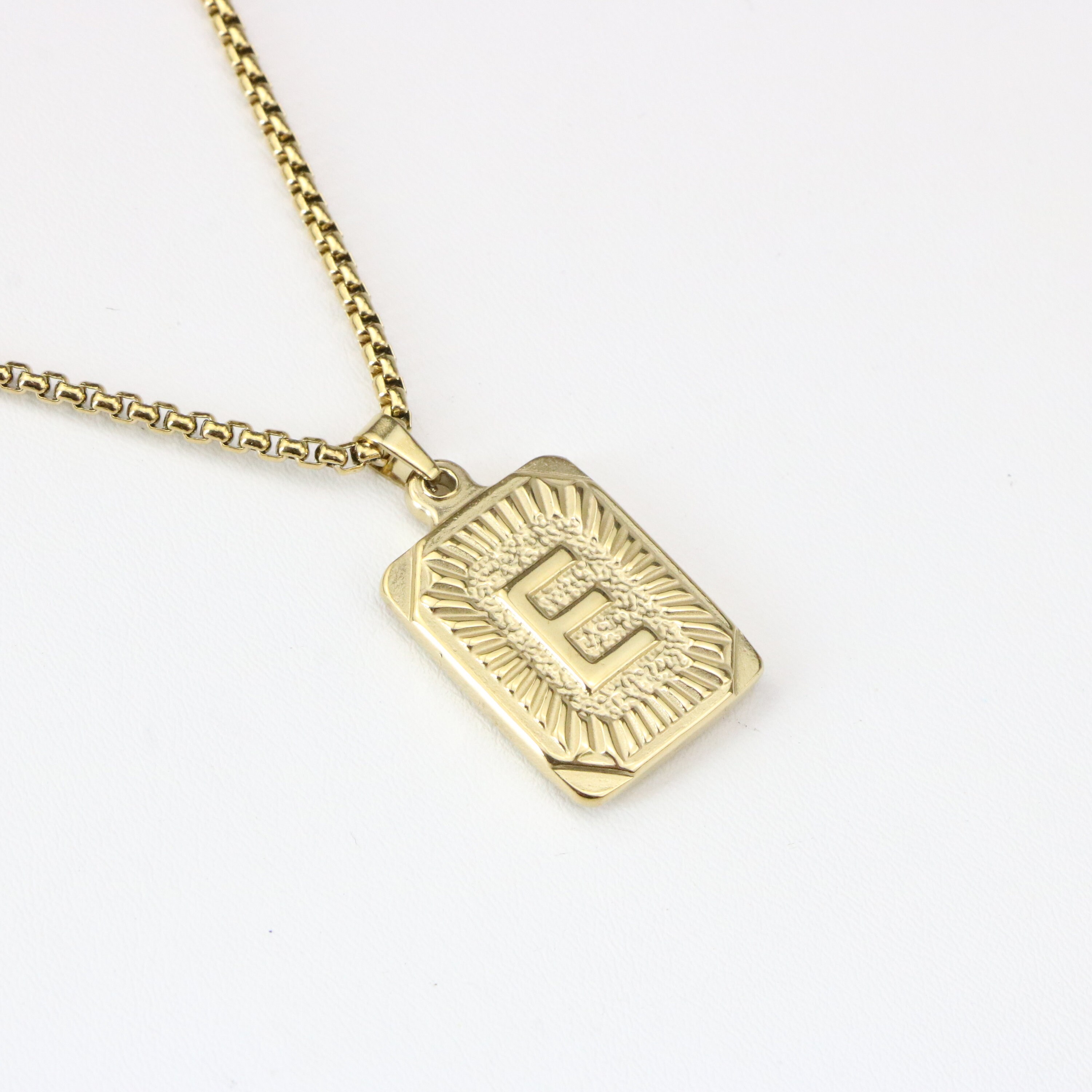 Joycuff 18K Real Gold Vintage Square Pendant Necklace Etsy