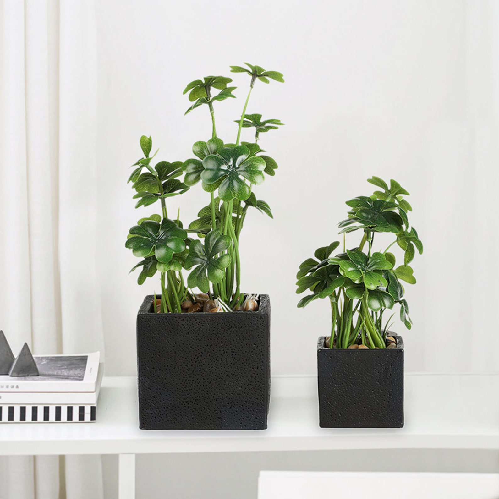 Artificial Desktop Plant Faux Tabletop Greenery in Square Etsy