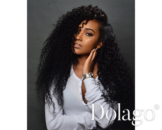 Dolago Full Lace Human Hair Wigs Kinky Curly Pre Plucked 180 Etsy