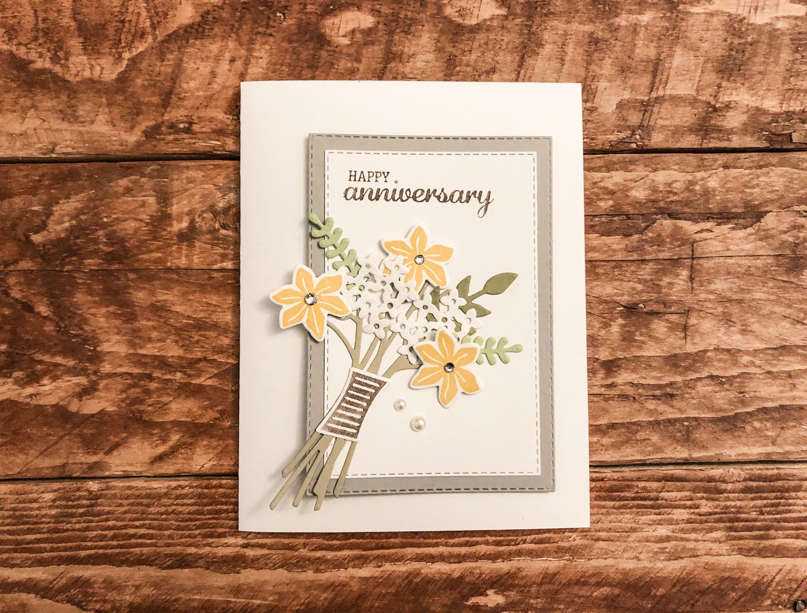 Handmade Flower Bouquet Anniversary Card Etsy