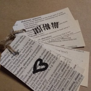 Recycled dictionary gift tags