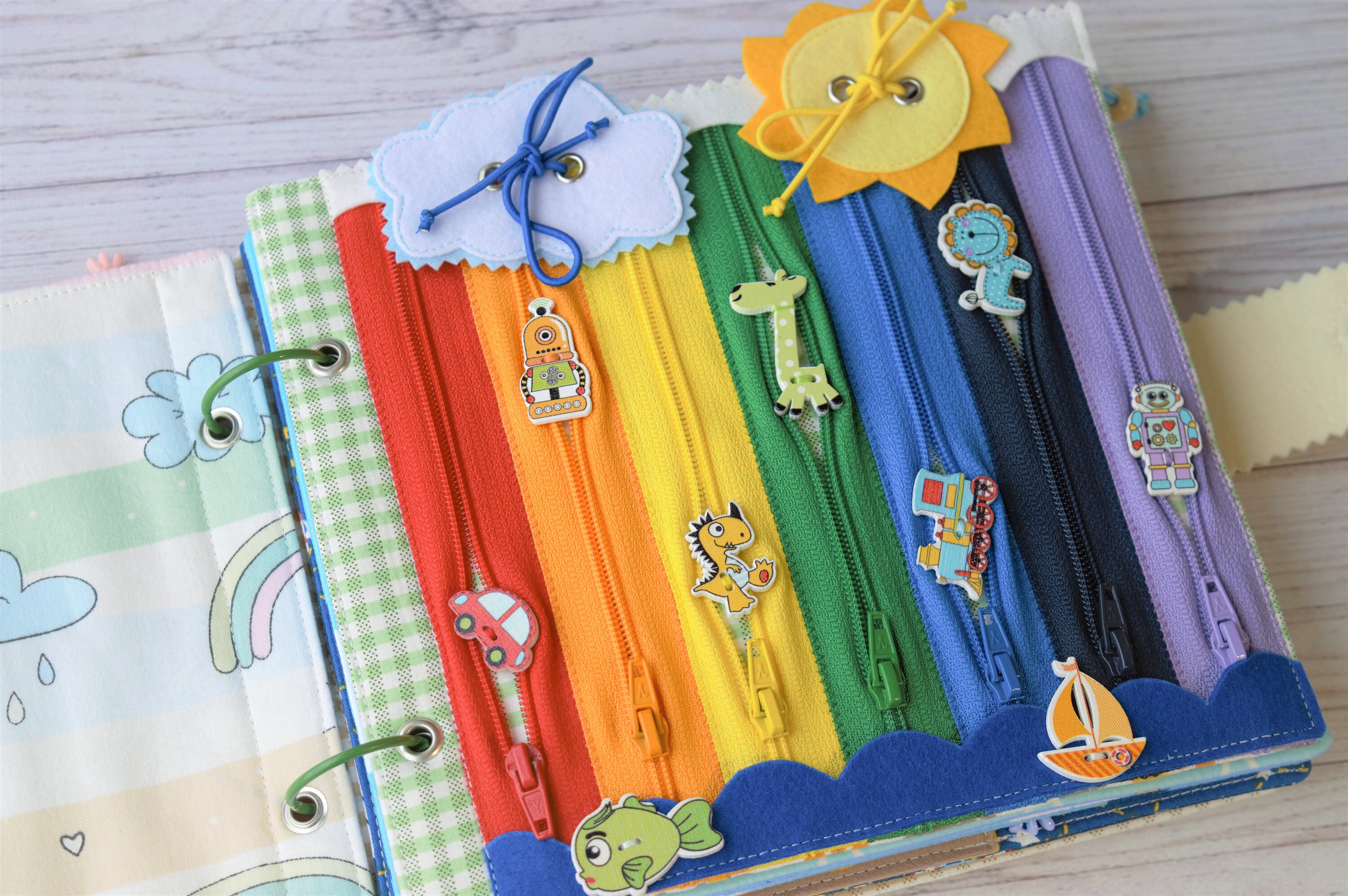 Montessori Quiet book 6 pages Educational book made of cotton Etsy