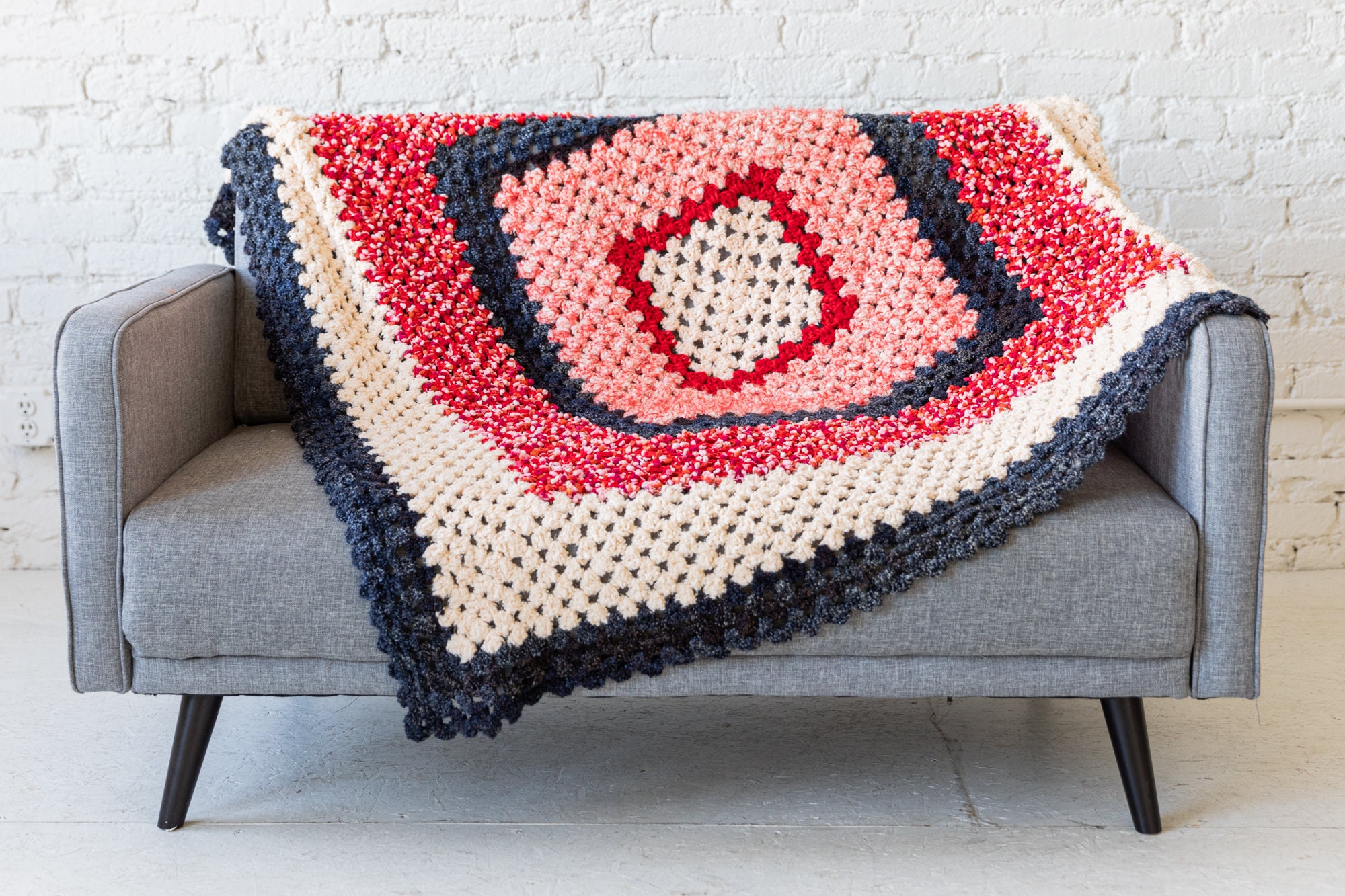 AMERICANA Handknit Afghan Blanket Etsy