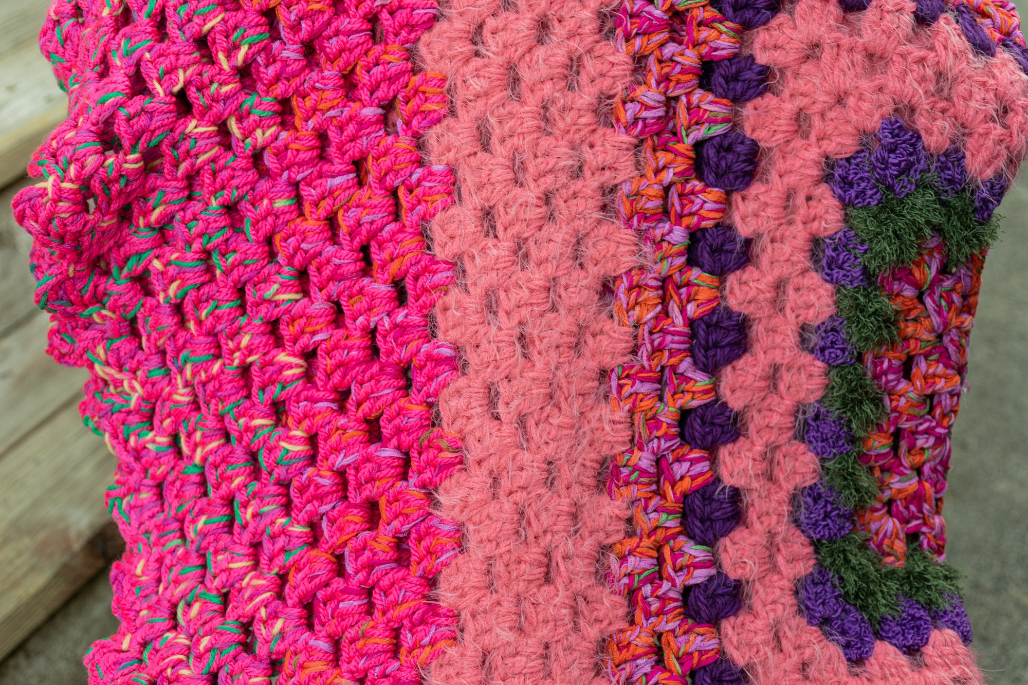BRIGHT Pink Handknit Afghan Blanket Etsy