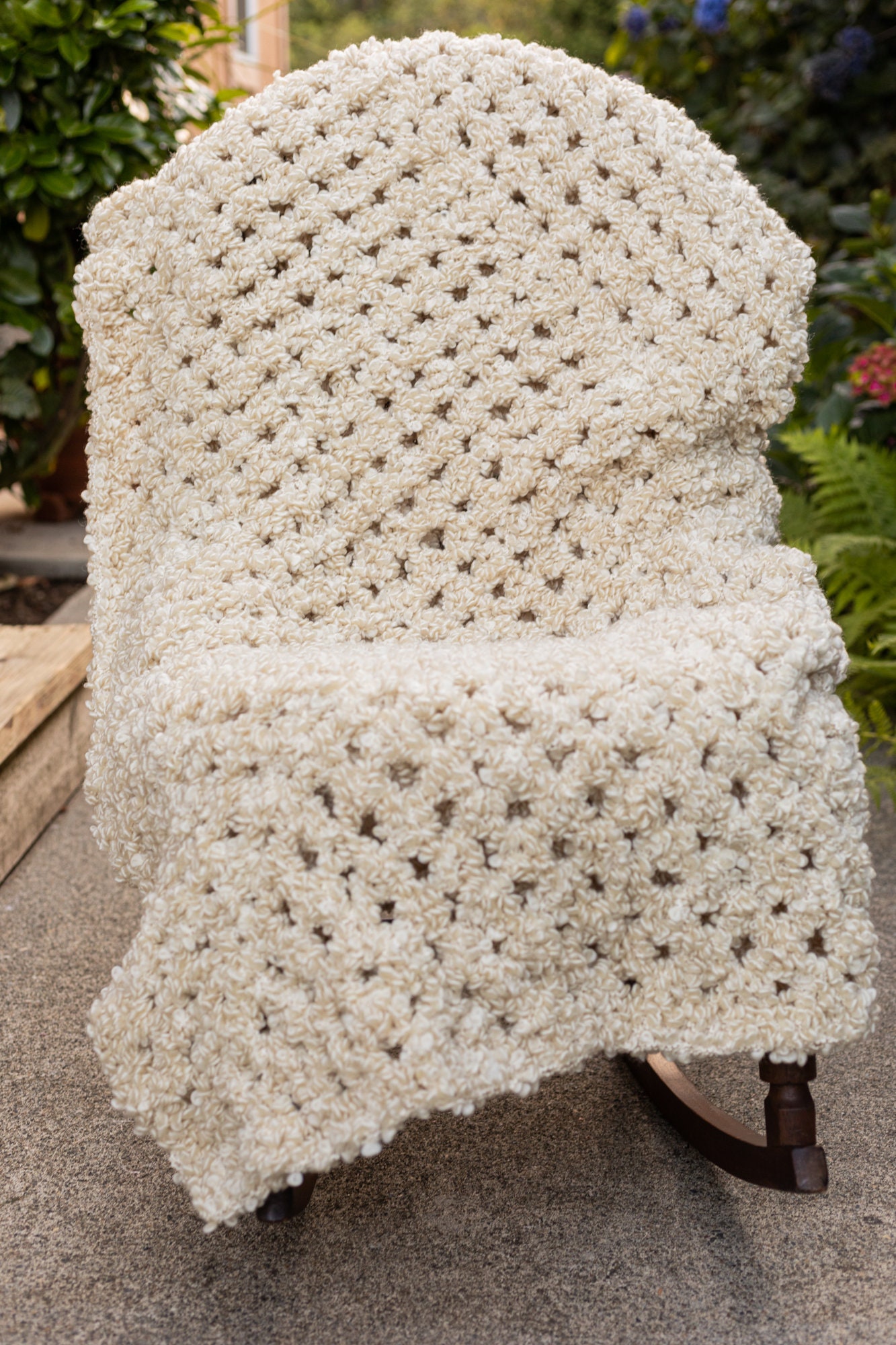 Loop de looped in Beige Handknit Afghan Blanket Etsy