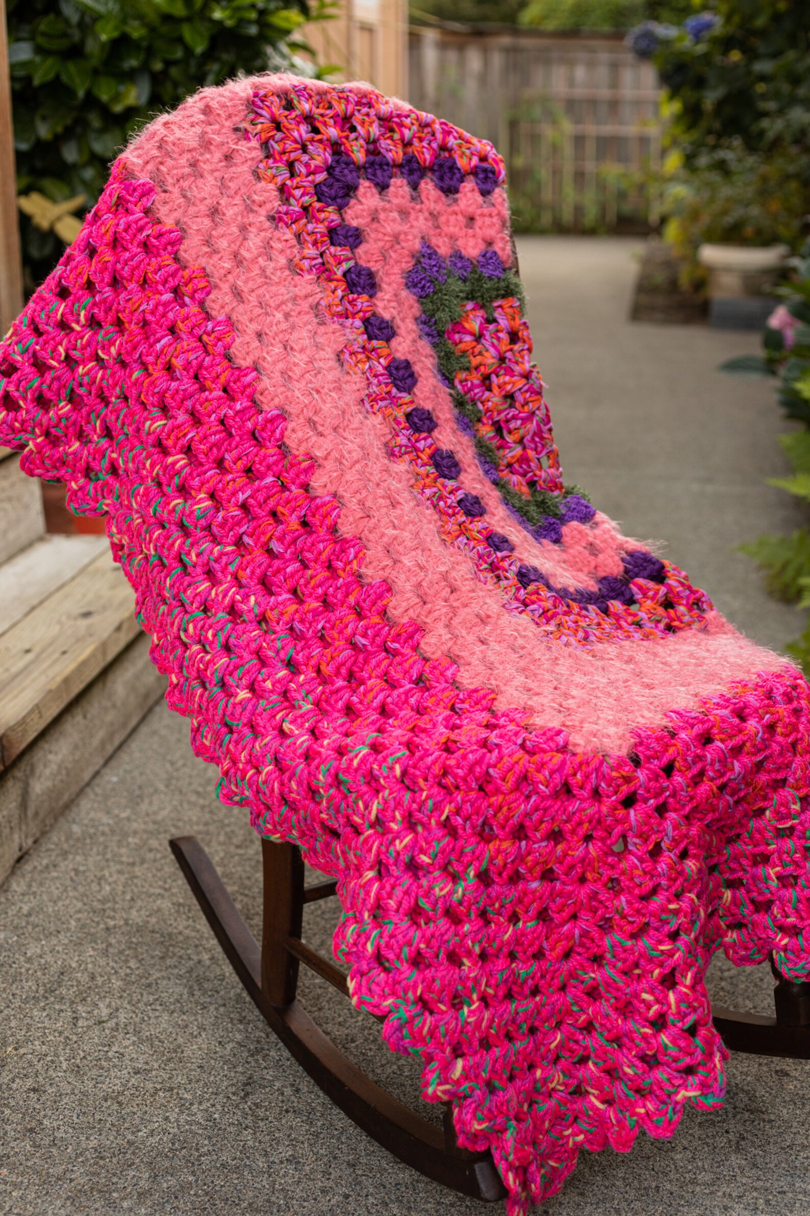 BRIGHT Pink Handknit Afghan Blanket Etsy