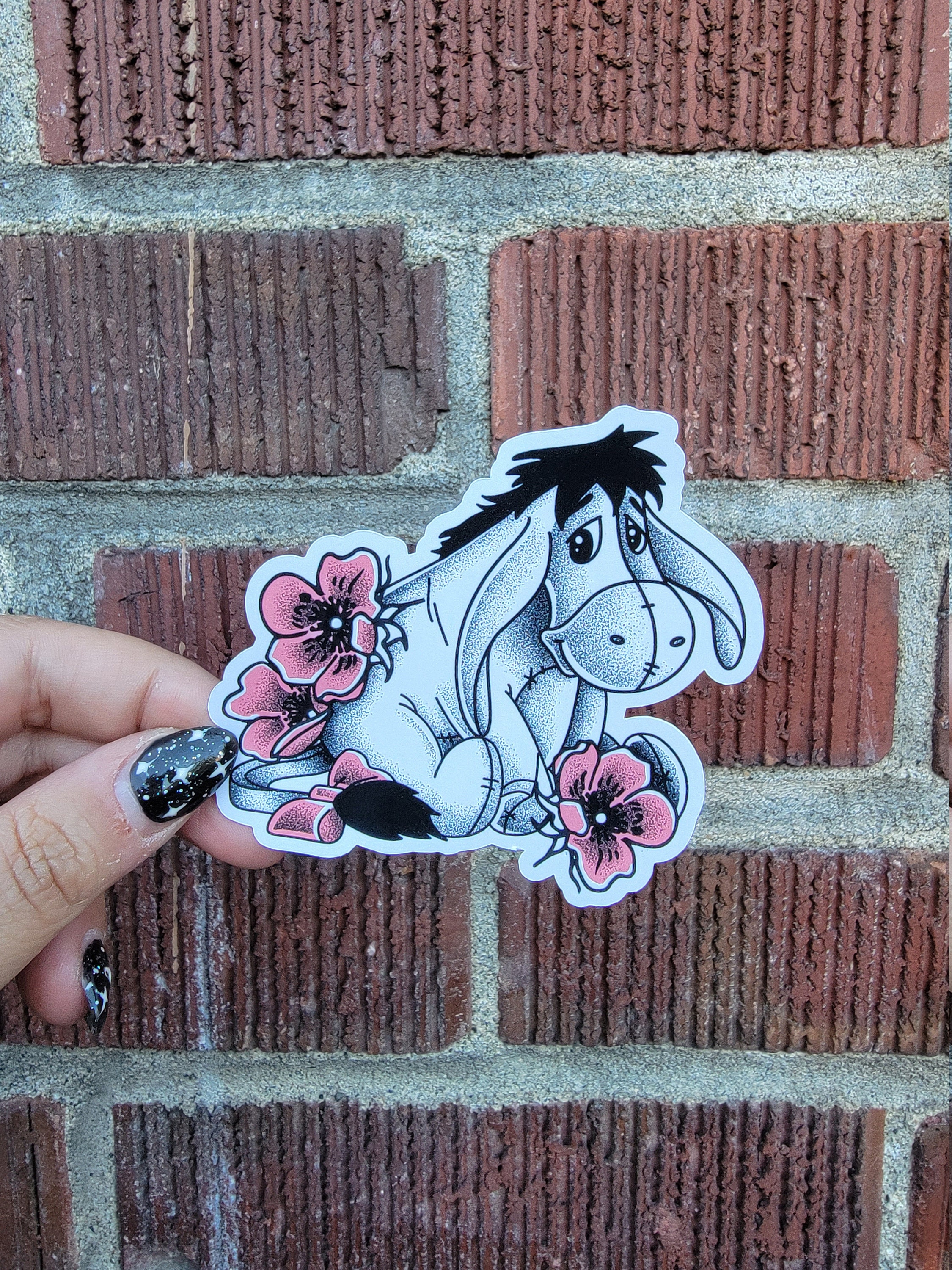 Eeyore with flowers Sticker Eeyore Pooh Bear Christopher Etsy