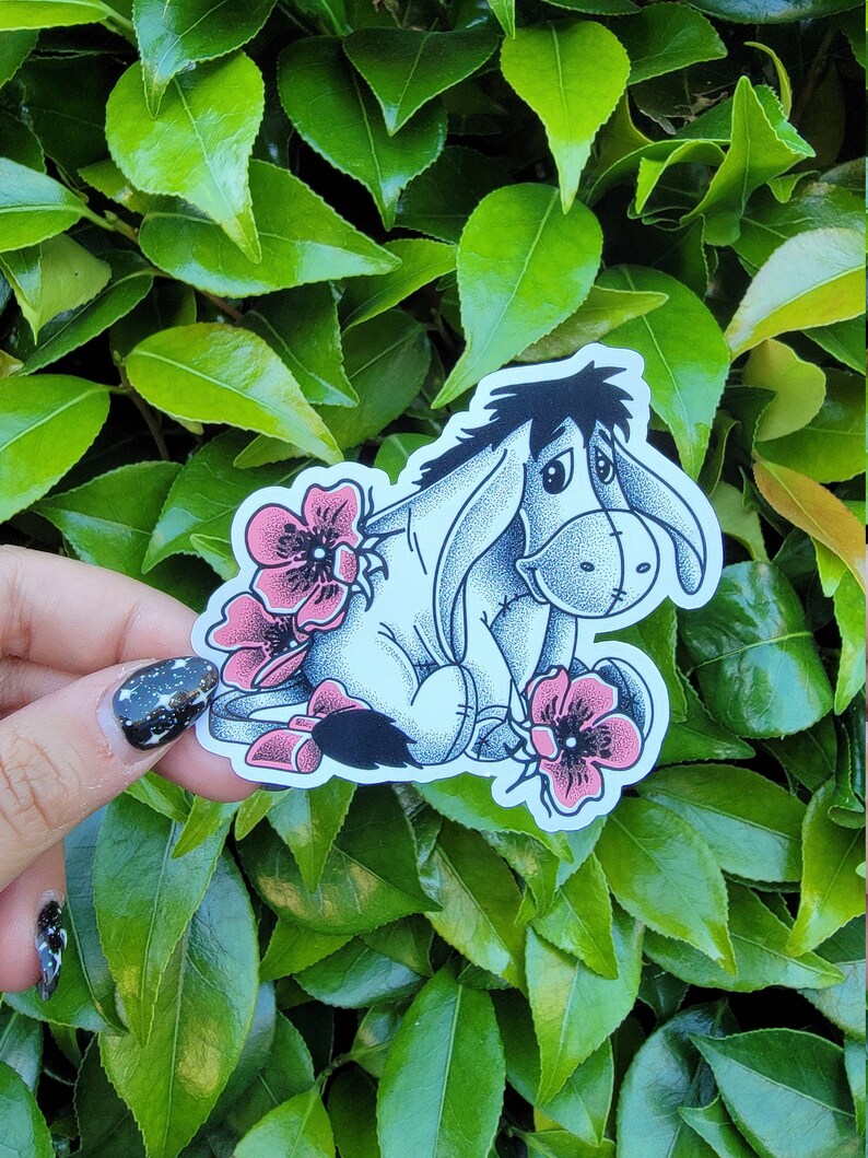 Eeyore with flowers Sticker Eeyore Pooh Bear Christopher Etsy