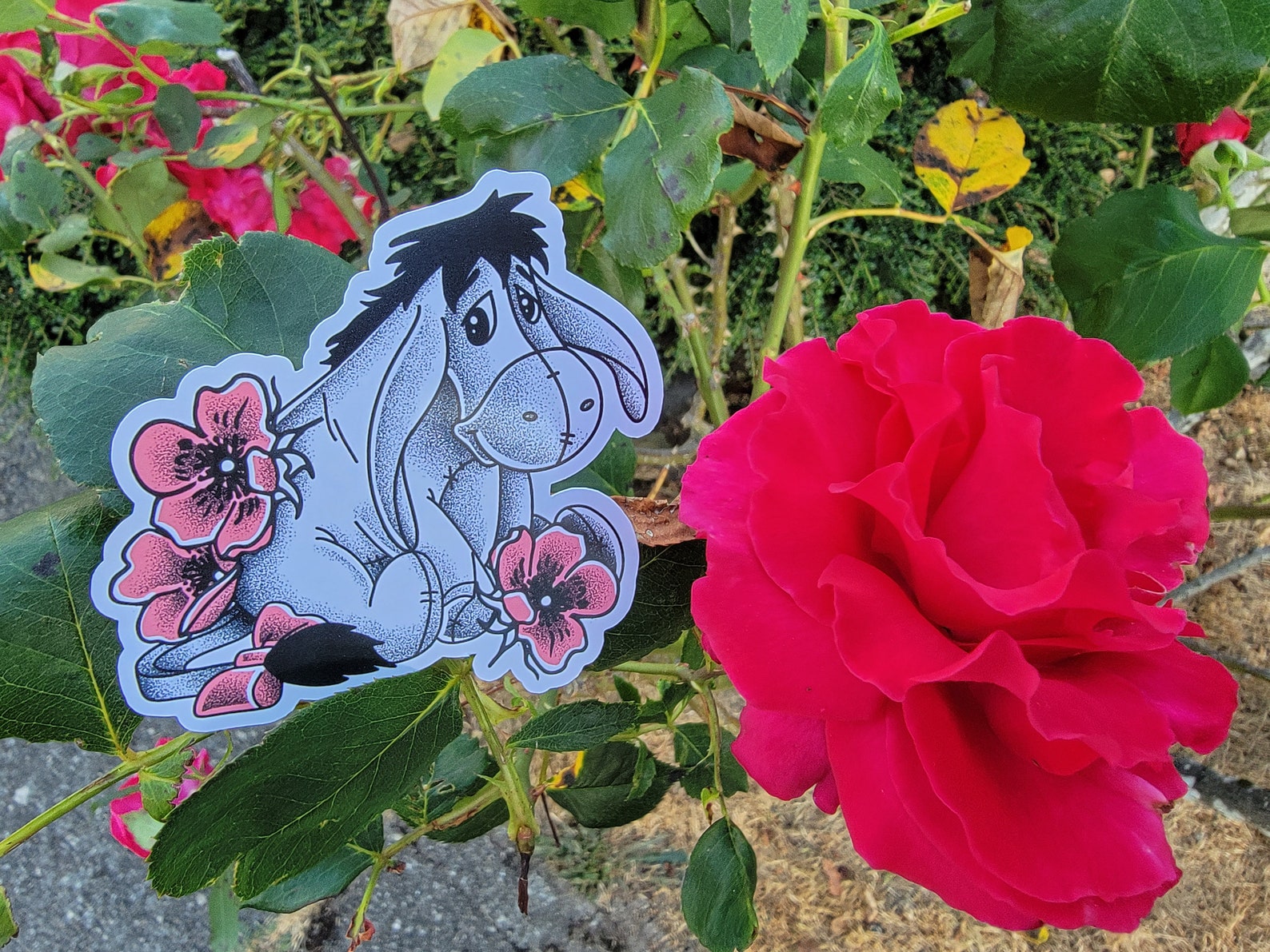 Eeyore with flowers Sticker Eeyore Pooh Bear Christopher Etsy