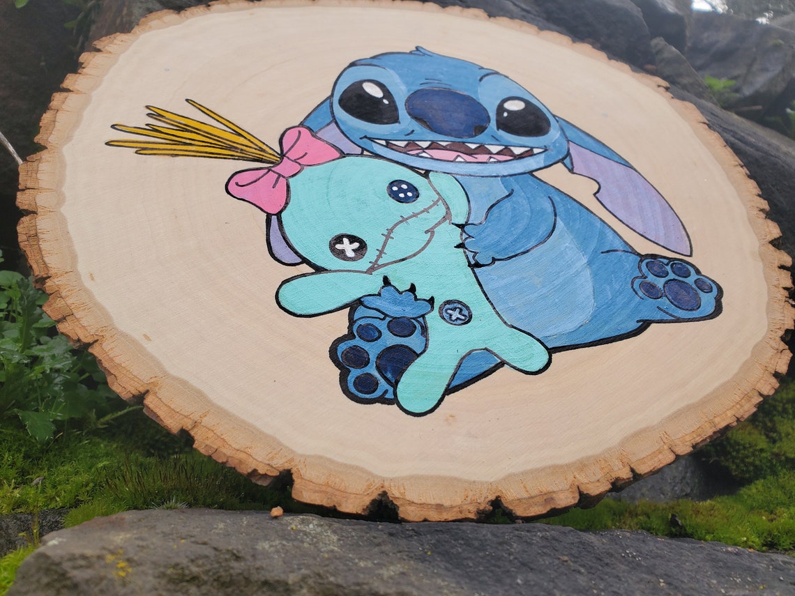 Stitch Wall Decor Wood Slice Art Stitch Art Lilo & Etsy
