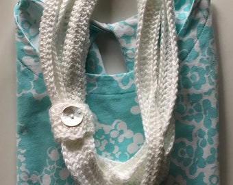 White Sparkle Scarf with Interchangeable Button Wraps