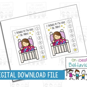 Sleep Chart Kids 7 Night I Stayed in Bed Bedtime Simple Routine Toddler Incentive Punch Card Reward Téléchargement numérique Fille imprimable Autisme