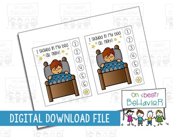 Stay in Bed Kleinkind Schlaf Diagramm Kinder 7 Nächte Schlafenszeit Plan Einfache Incentive Junge Lochkarte Belohnung Digital Download Printable PDF Autismus