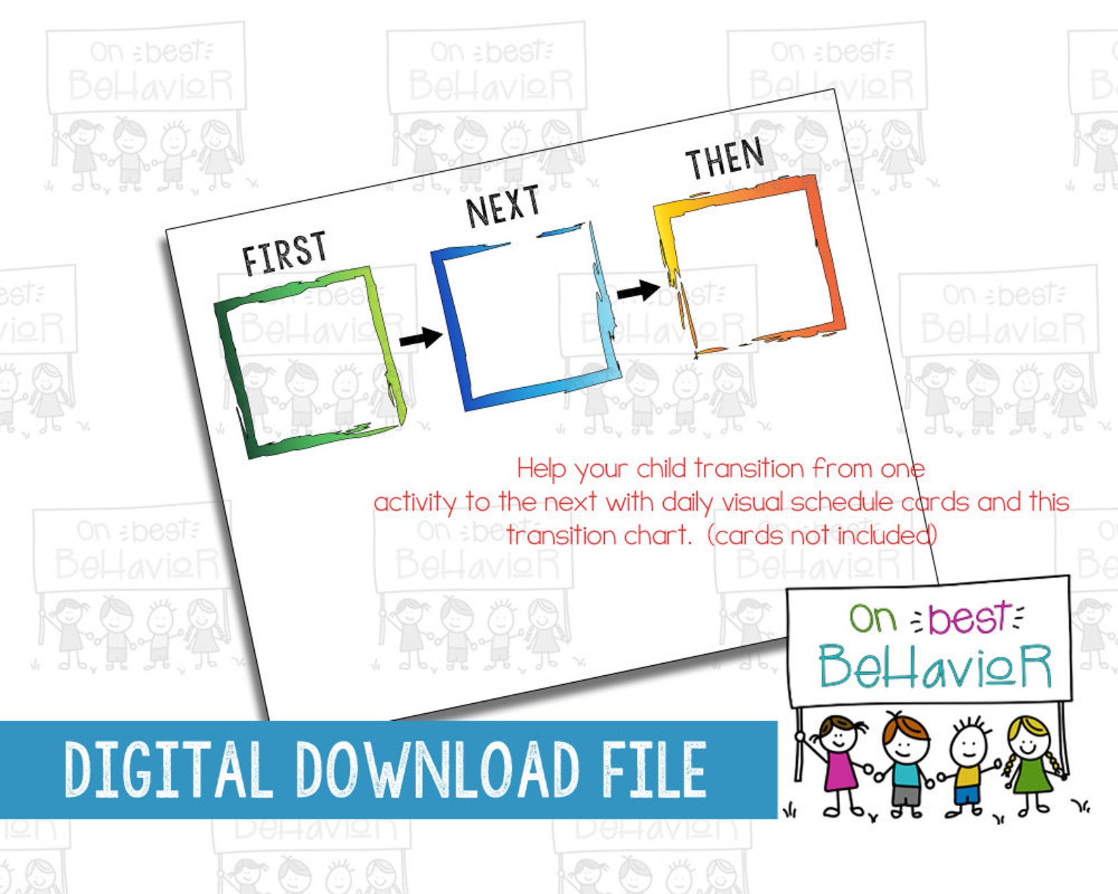 First Next Then Chart Kids Autism Visual ABA Therapy Toddler Smooth ...