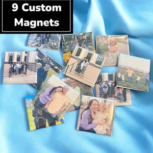 Custom Photo Magnets Set of 9 | Picture Magnet Gift | Memory Keepsake | Personalized Fridge Decor | Wedding | Birthday | Baby