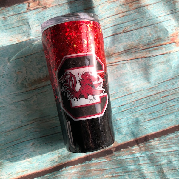 Tumbler-“I Bleed Garnet and Black” cup with lid.