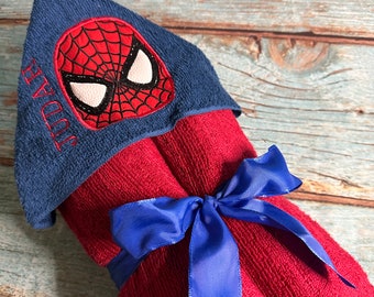 Hooded Towel embroidered- spider kid