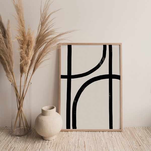 Abstract Print No.6 | Black and White Neutral | Instant Download | Simple Abstract Painting | Modern Printable