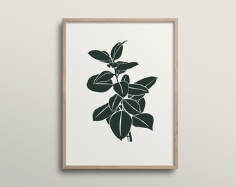 Rubber Tree Print | Botanical Illustration | Downloadable Illustration | Modern Art Print