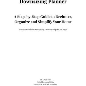 Downsizing Planner Printable Declutter Checklist Home Organization Moving Planner Life Simplification Workbook PDF image 2