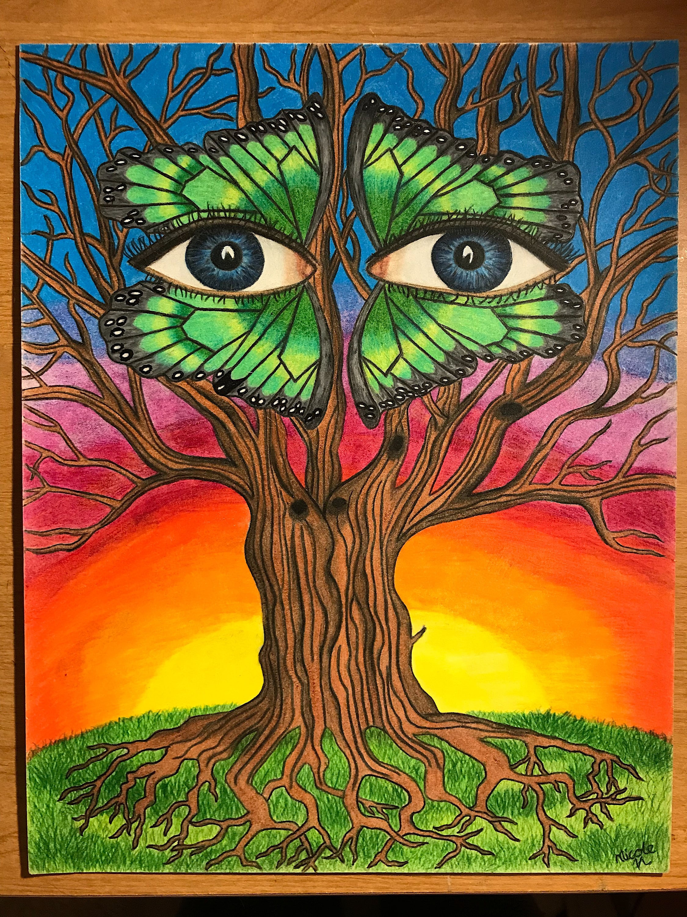 Original Artwork Psychedelic Nature Prisma Colored Pencil - Etsy