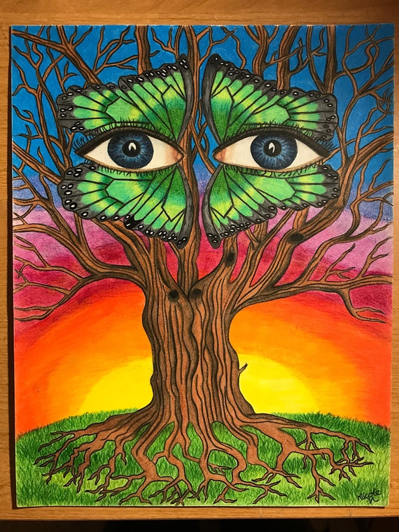 PRINTS of Original Artwork Psychedelic Tree Prisma Colored Pencil Drawing -  Etsy