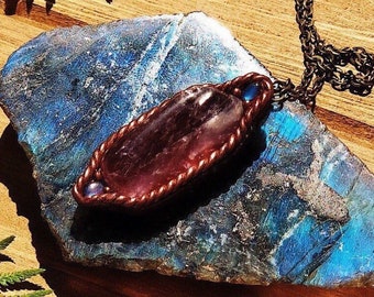 Amethyst Labradorite Clay Pendant Necklace
