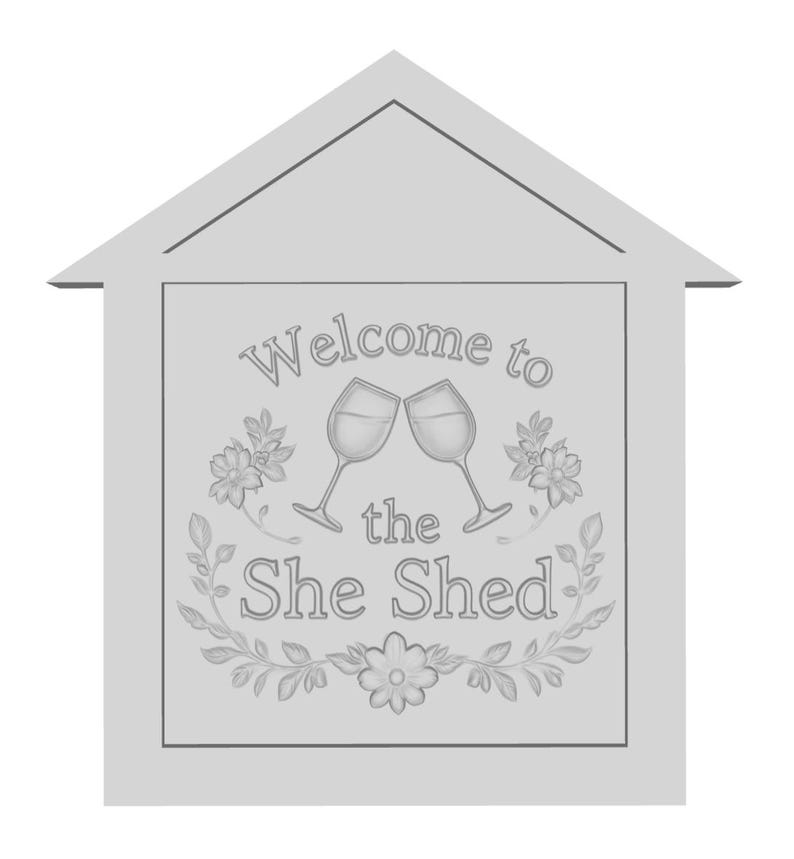 CNC Router She Shed Sign 4 STL Files | 3D Relief Wood Carving Vcarve ...