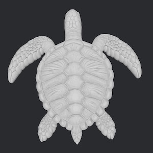 Puede incluir: Una escultura de cerámica blanca de una tortuga marina vista desde arriba. El caparazón de la tortuga está detallado con escamas texturizadas.