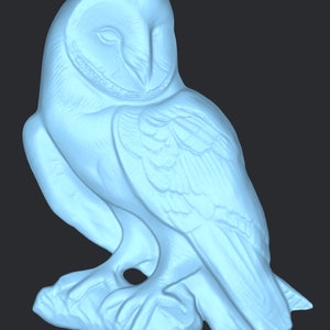Arquivo STL de coruja de celeiro para escultura CNC e impressão 3D | Modelo 3D detalhado de coruja para projetos de precisão