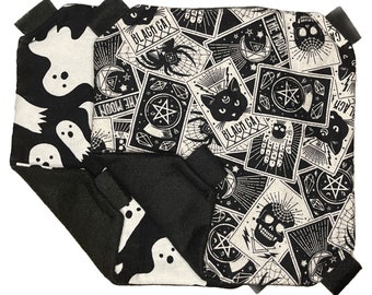 Small animal 10x10 or 12x12 inch square hammock tarot card or glow in the dark ghost print, with soft fleece for rats, guinea pigs and more