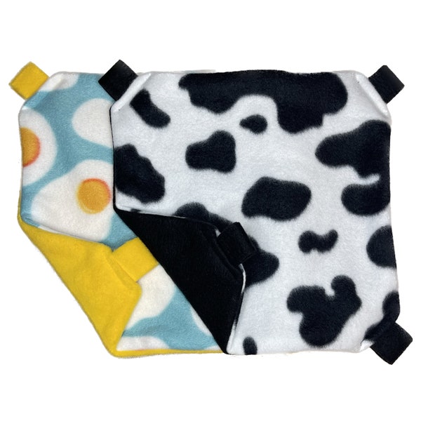 Small animal fleece hanging square hammock 10x10 or 12x12 inch cow fleece and egg fleece for rats, hamsters, ferrets, guinea pigs and more