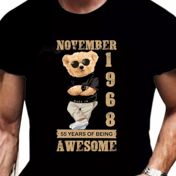 Custom Tee Shirt, Cute Teddy Bear Birthday Shirt, Custom Birthday Tee Shirt for Him, Gift for Him, Teddy Bear Tshirt, Best Selling TShirts